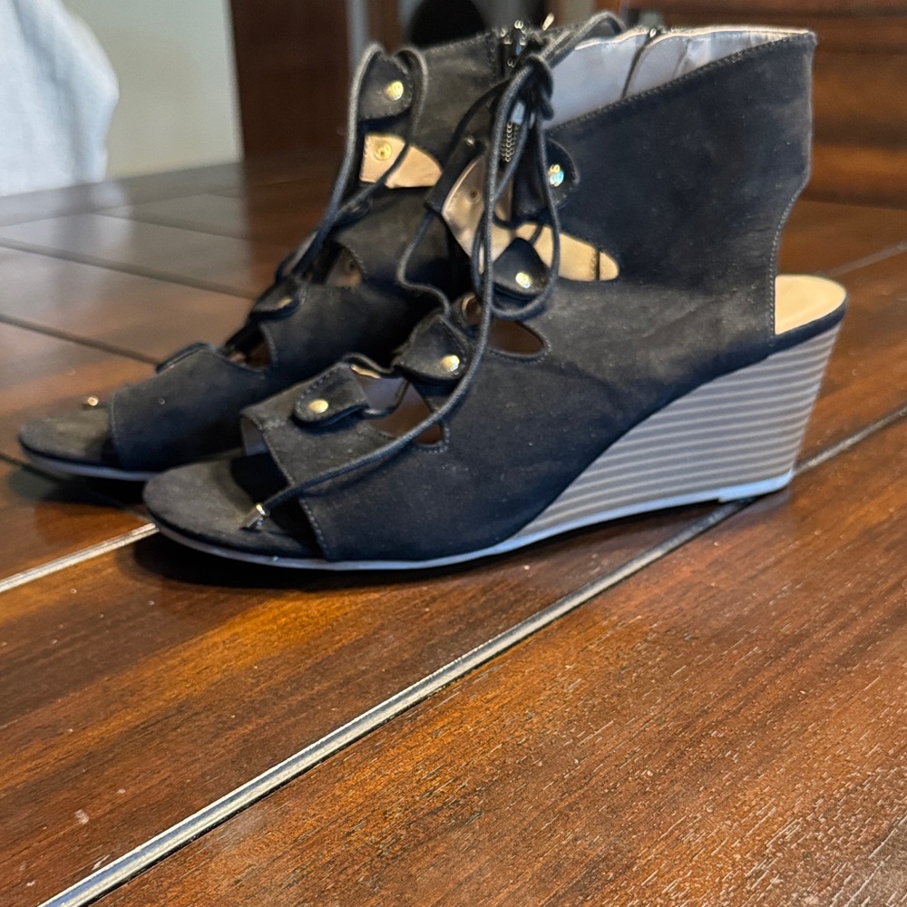 Black Wedge Sandals